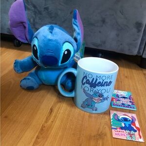 Lot Of 4 Stitch 8”Stuffed Animal Plush Toy, Ceramic Mug 20oz & Two Fridge Magnet